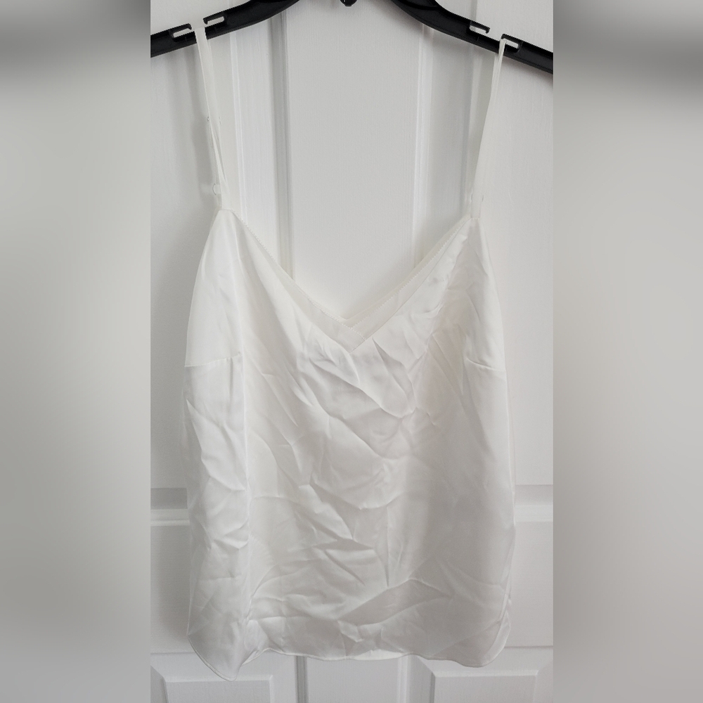 White House Black Market White Silky Spaghetti Strap Tank Size XS
